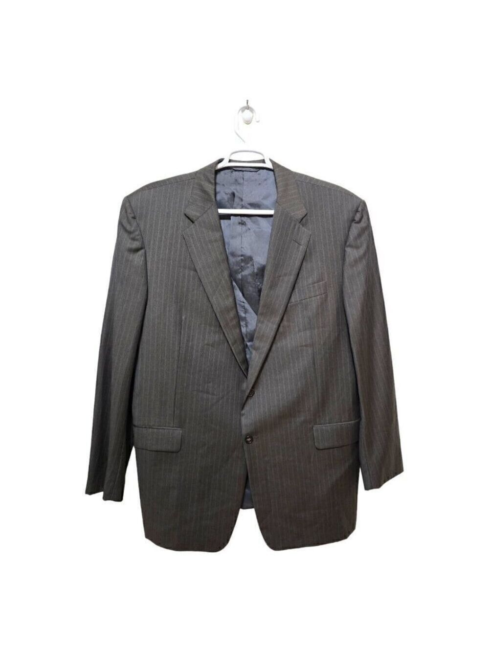 Hickey Freeman Vintage Gray Pinstripe Boardroom Single Breasted Blazer Sz 48L